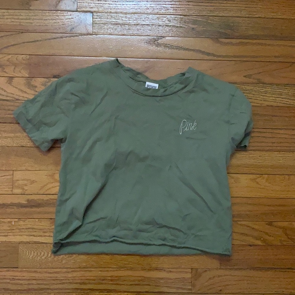 V.S PINK Green Short Sleeve Crop Top